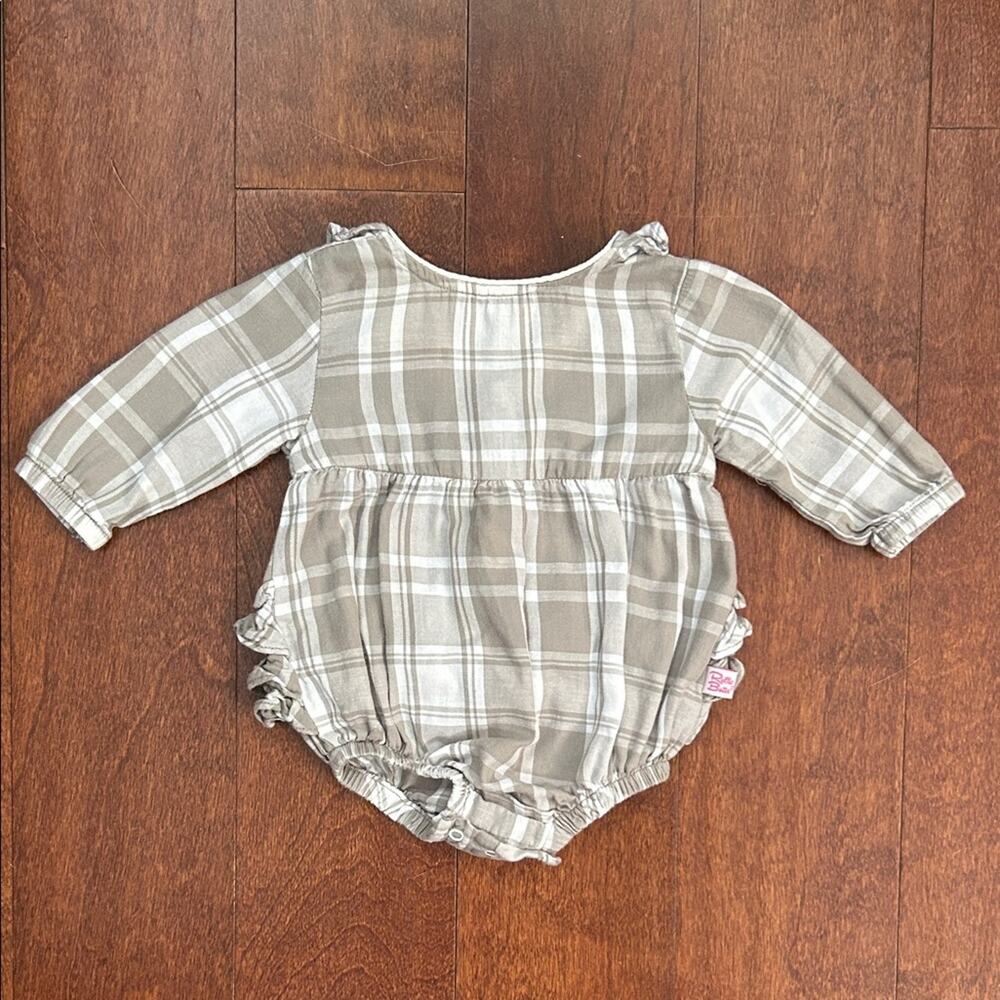 Ruffle Butts Gray Plaid Baby Outfit, Size 0-3 Months
